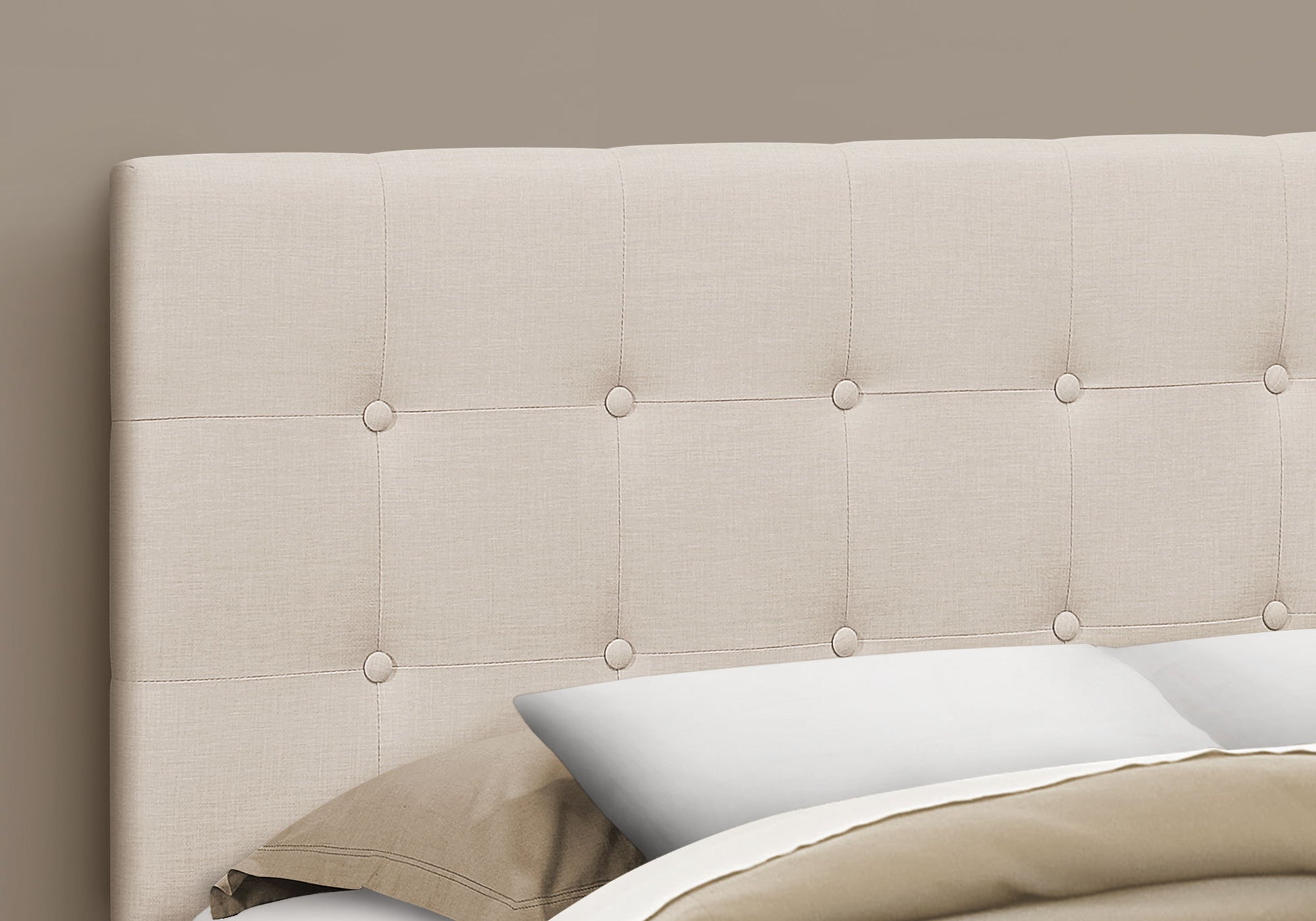 Queen Size, Bed Headboard Only, Upholstered Transitional - Beige - The Sleep Loft - Online Mattress Showroom NYC