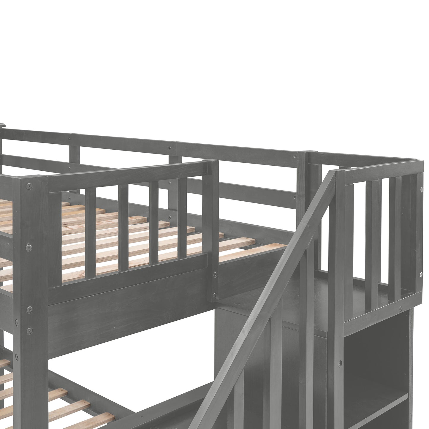 Stairway Bunk Bed With Storage And Guard Rail For Bedroom - The Sleep Loft - Online Mattress Showroom NYC