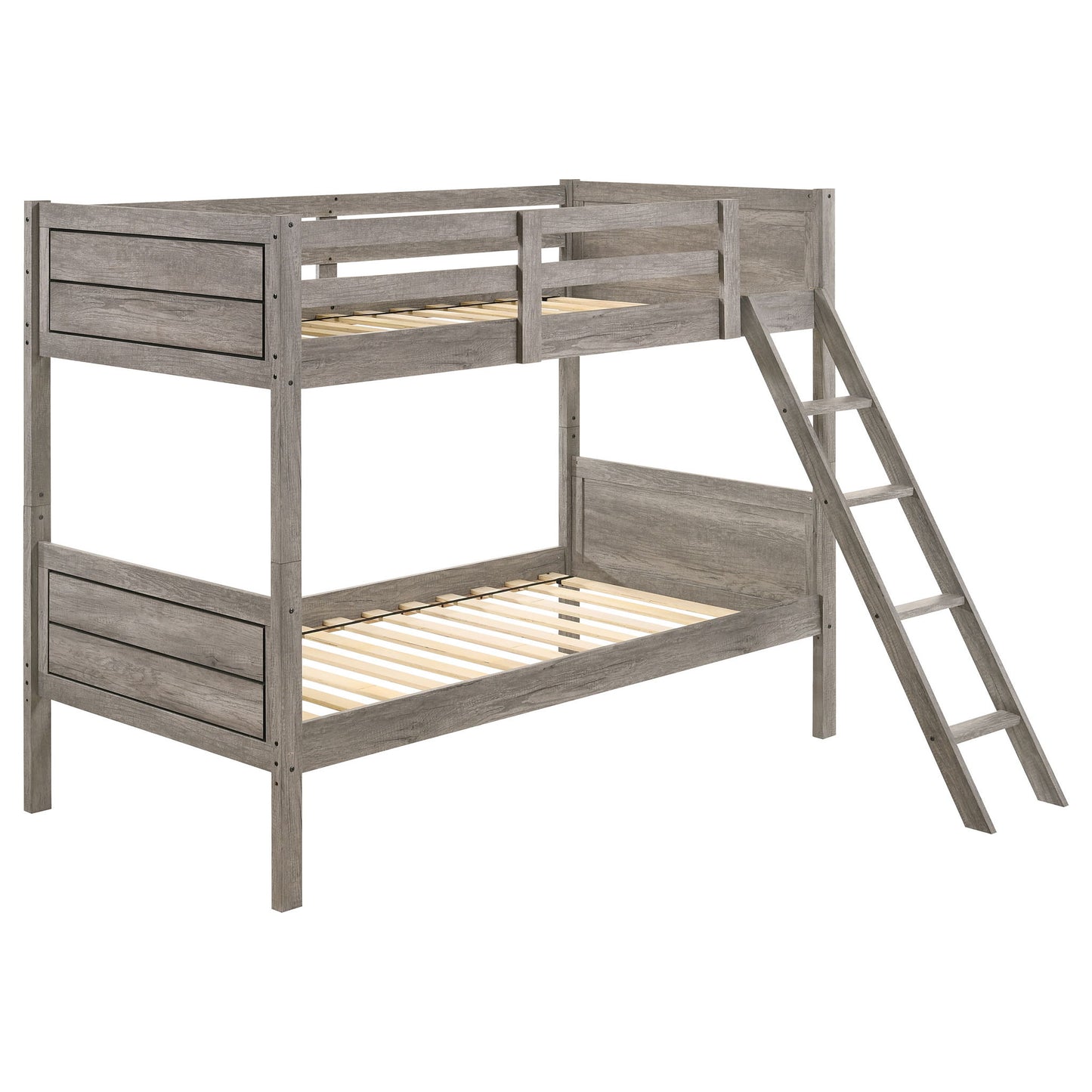Brenton - Twin Over Twin Bunk Bed With Ladder - Taupe - The Sleep Loft - Online Mattress Showroom NYC