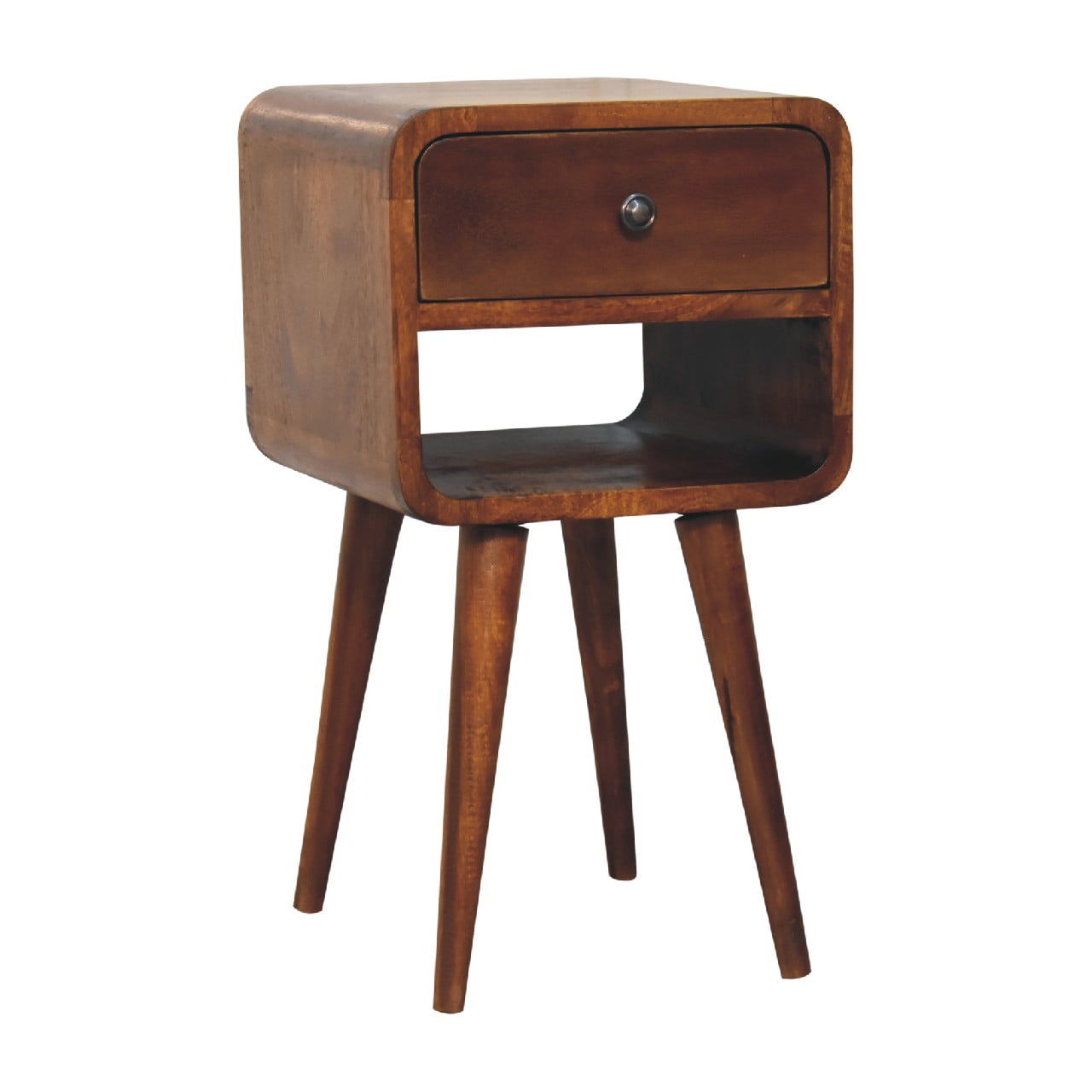 Mini Chestnut Curve Lower Bedside Nifhtstand - The Sleep Loft - Online Mattress Showroom NYC