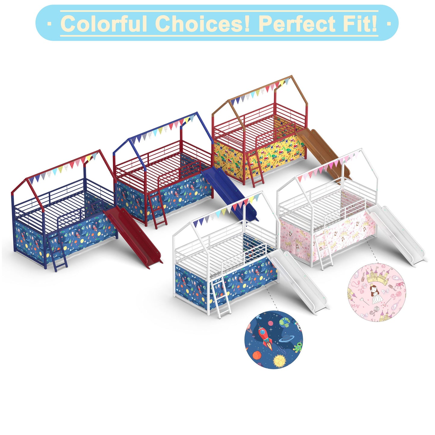Jack - House Loft Bed With Slide And Curtain Set - The Sleep Loft - Online Mattress Showroom NYC