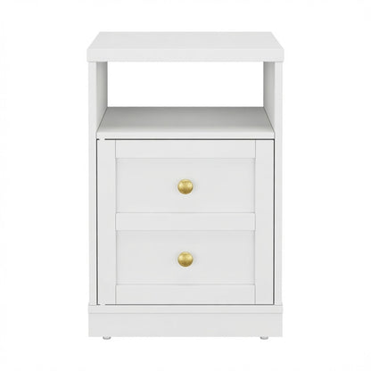 Nightstand With Door & Shelf, 2 Drawer Side Table