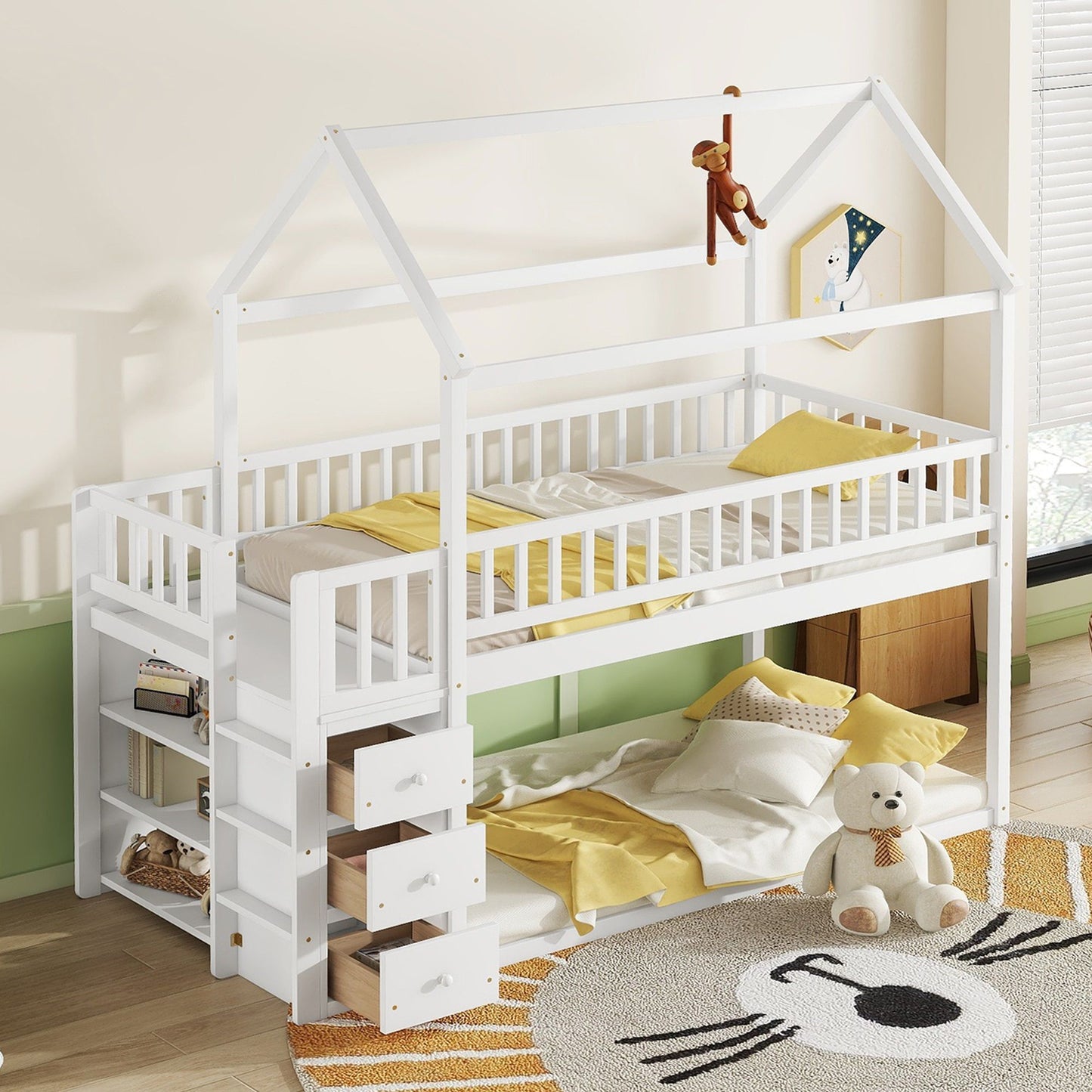 Bunk Bed With Shelves And Drawers, Storage Focused Design