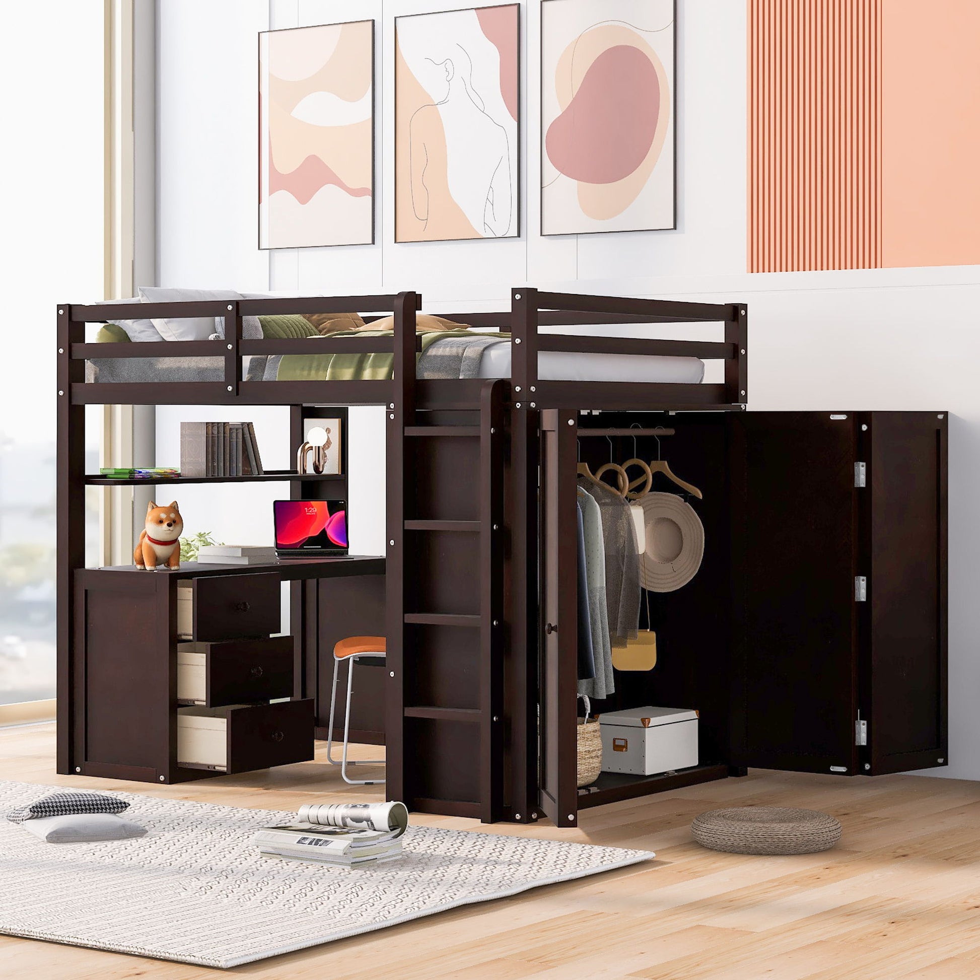 Loft Bed With Drawers, Desk, And Wardrobe - The Sleep Loft - Online Mattress Showroom NYC