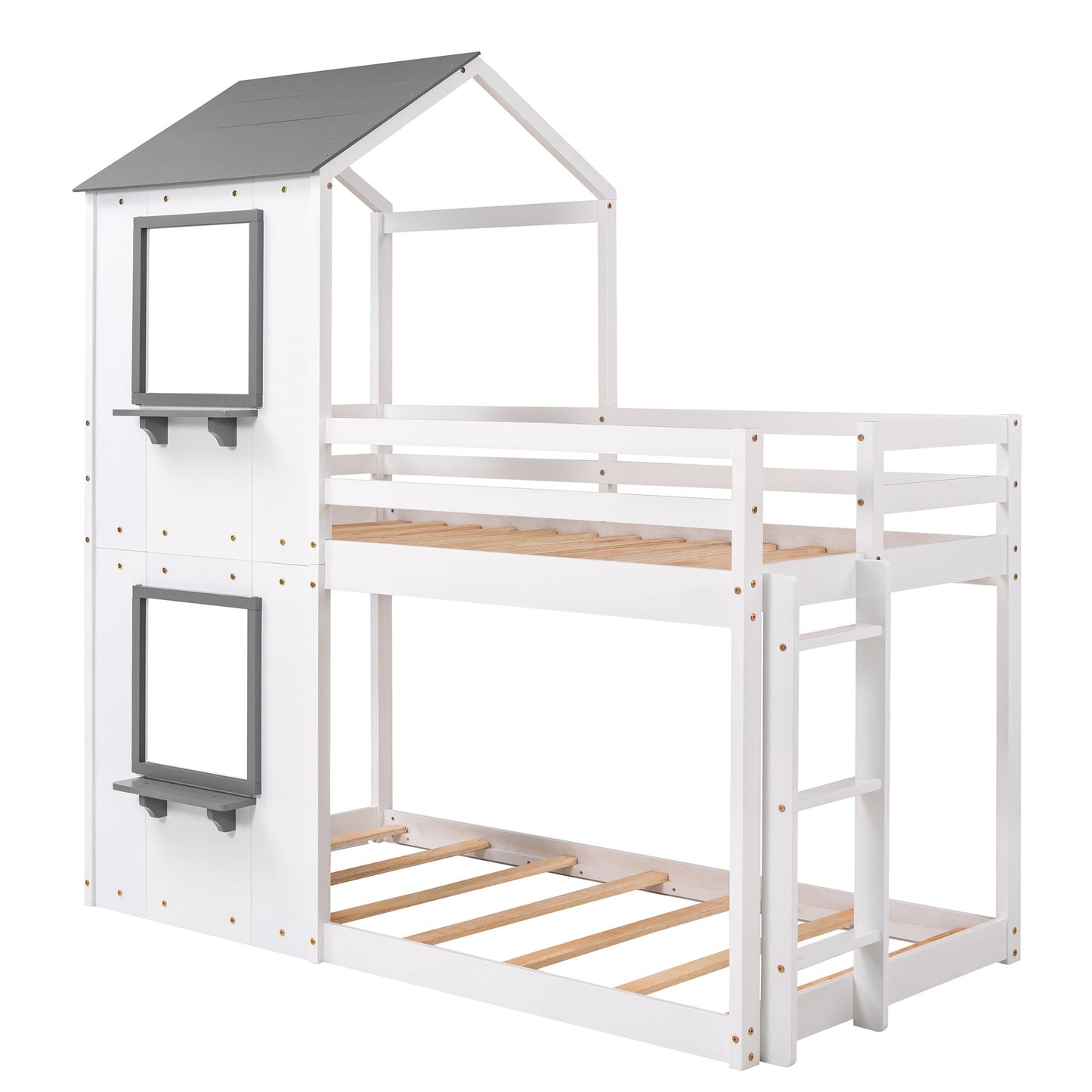 Bunk Bed Wood Bed & Roof, Window, Guardrail, Ladder - The Sleep Loft - Online Mattress Showroom NYC