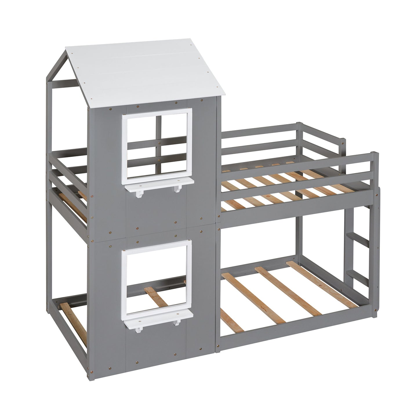 Bunk Bed Wood Bed & Roof, Window, Guardrail, Ladder - The Sleep Loft - Online Mattress Showroom NYC