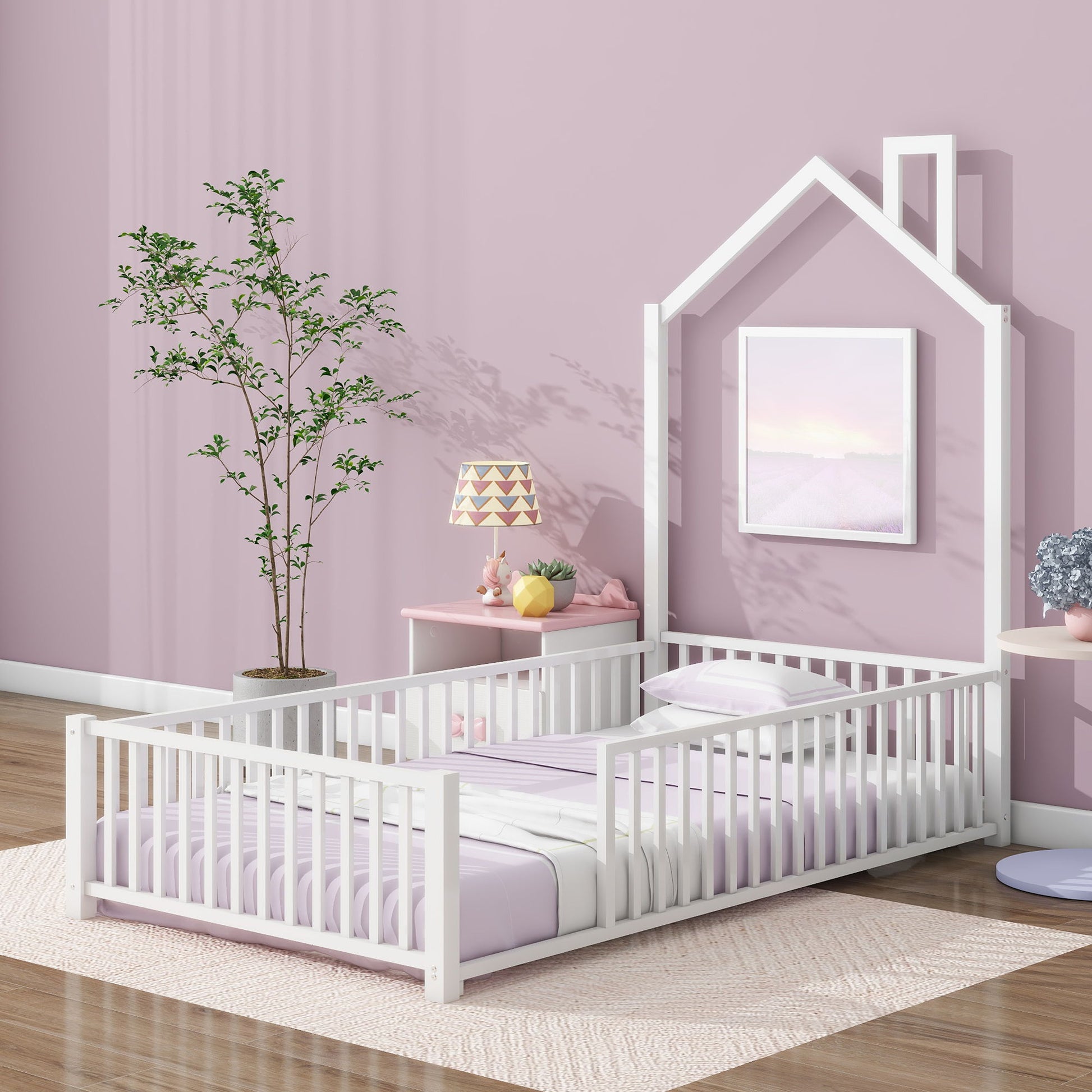 Metal House Platform Bed With Guardrail And Chimney - The Sleep Loft - Online Mattress Showroom NYC