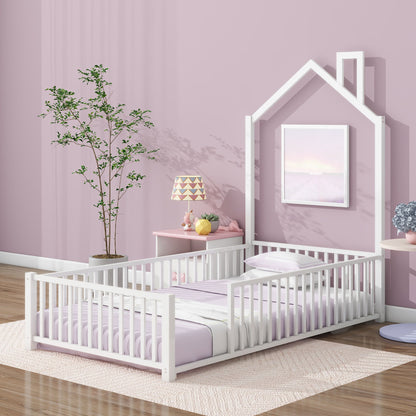Metal House Platform Bed With Guardrail And Chimney - The Sleep Loft - Online Mattress Showroom NYC
