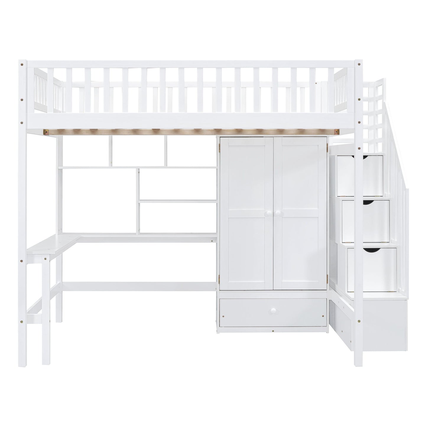 Loft Bed With Bookshelf, Drawers, Desk, And Wardrobe - The Sleep Loft - Online Mattress Showroom NYC