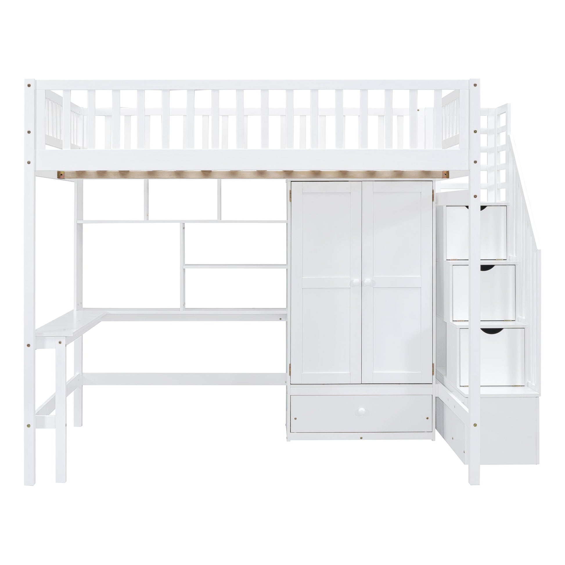 Loft Bed With Bookshelf, Drawers, Desk, And Wardrobe - The Sleep Loft - Online Mattress Showroom NYC