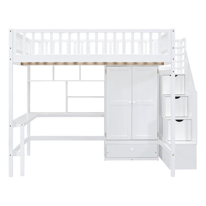 Loft Bed With Bookshelf, Drawers, Desk, And Wardrobe - The Sleep Loft - Online Mattress Showroom NYC