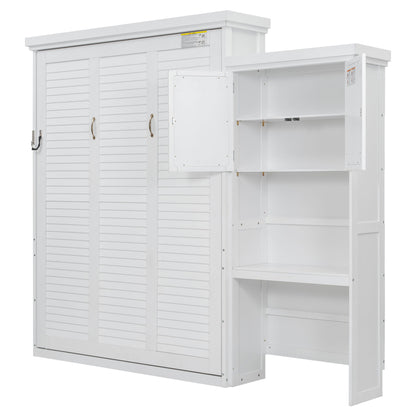 Queen Size Murphy Bed With Louvered Design And Multiple Storage Shelves - White - The Sleep Loft - Online Mattress Showroom NYC