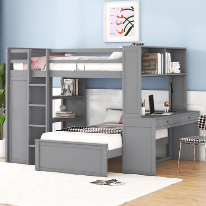 Loft Bed With A Twin Size Standalone Bed, Shelves, Desk, And Wardrobe - The Sleep Loft - Online Mattress Showroom NYC