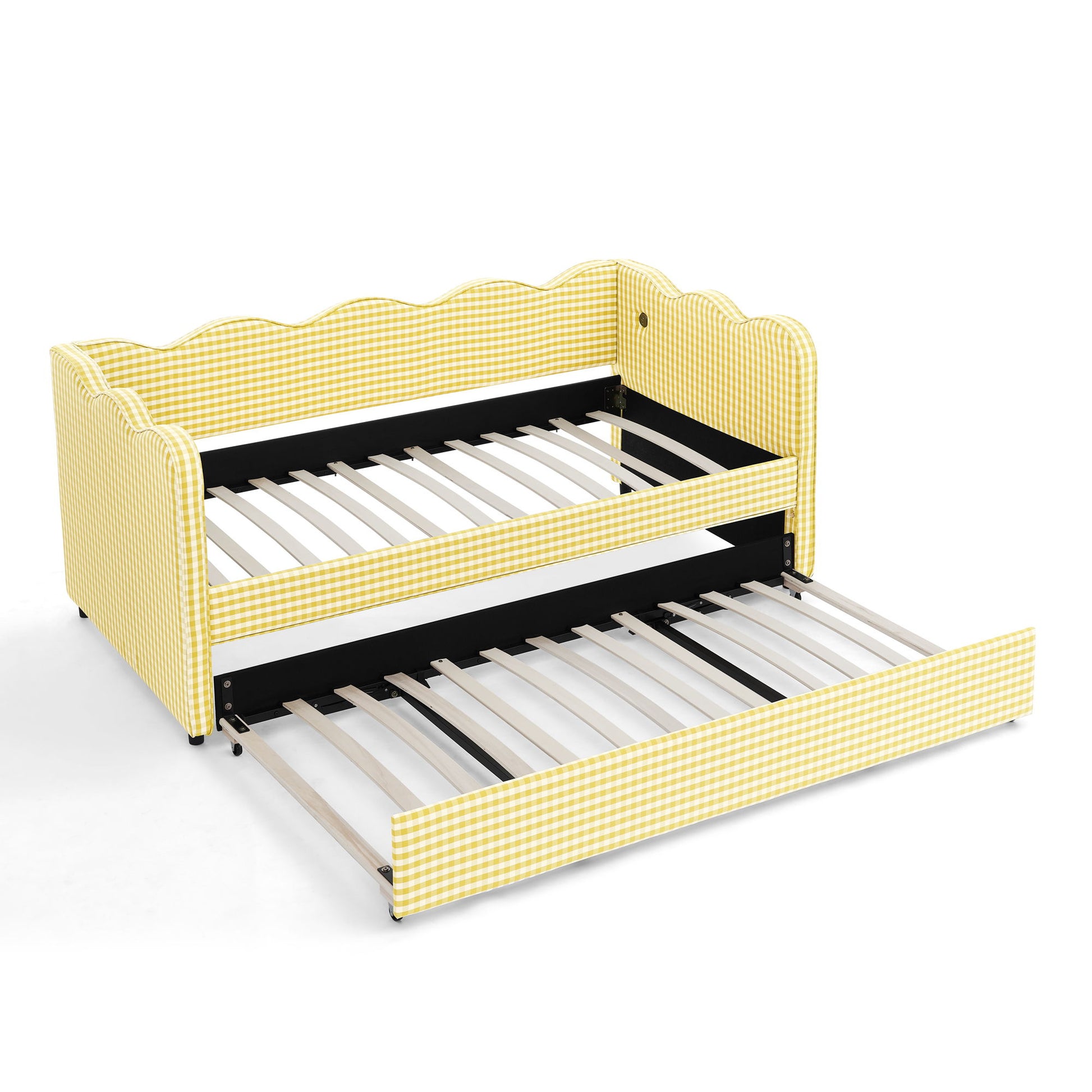 Gingham Daybed With USB Charging Port, Wave-Shaped Design - The Sleep Loft - Online Mattress Showroom NYC