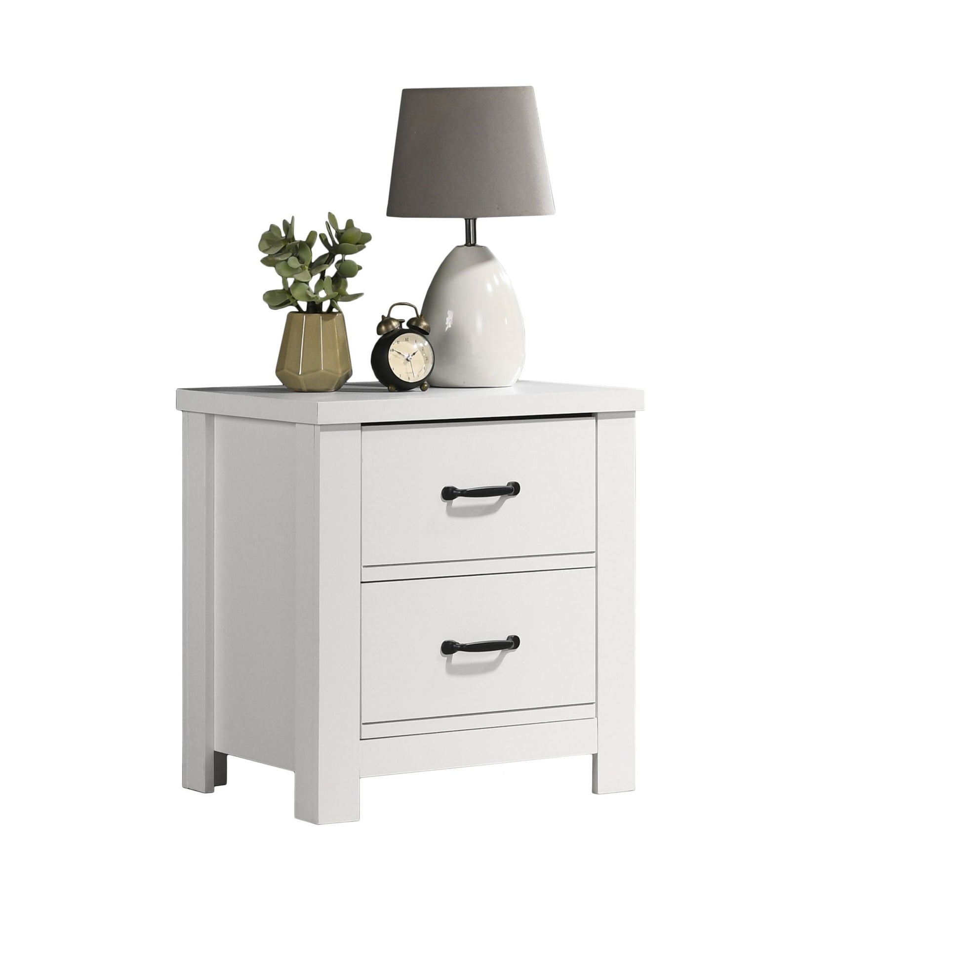 Cassini - 2 Drawer Nightstand Bedside Table - White - The Sleep Loft - Online Mattress Showroom NYC