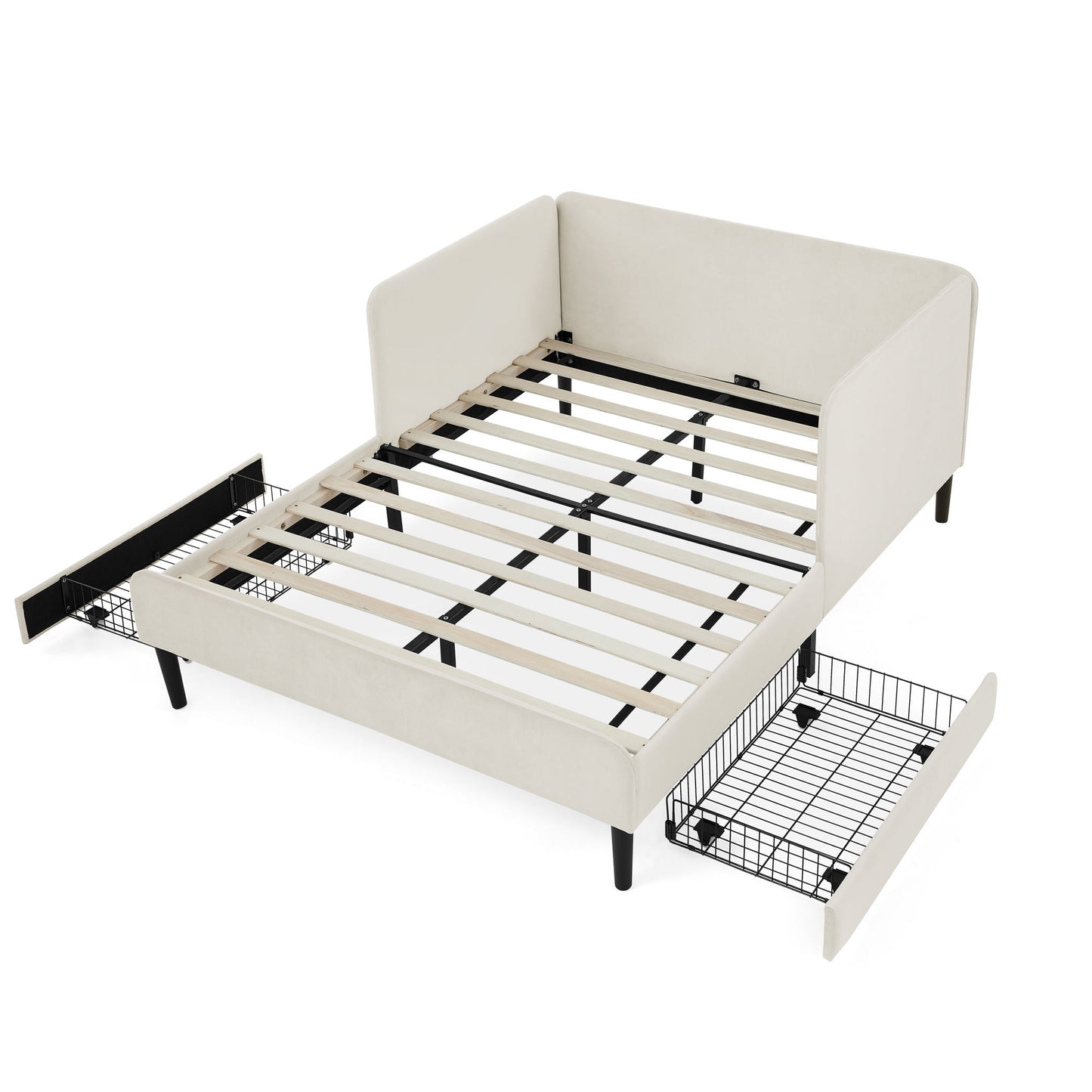 Upholstered Platform Bed Frame With 2 Storage Drawers And Adjustable Sofa Bed - The Sleep Loft - Online Mattress Showroom NYC