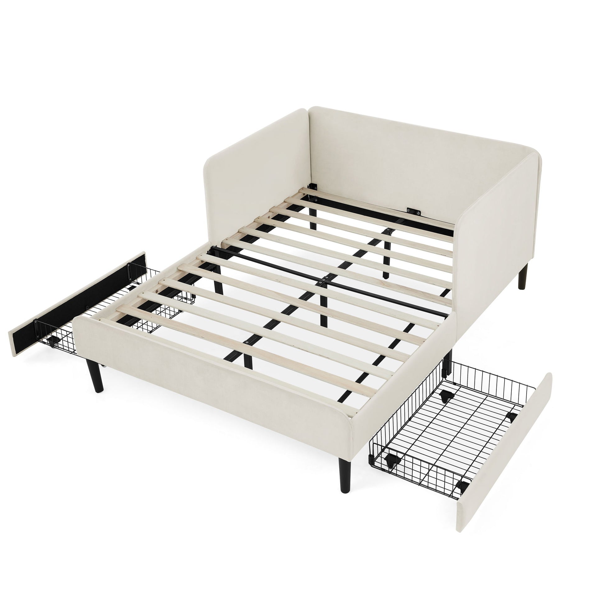 Upholstered Platform Bed Frame With 2 Storage Drawers And Adjustable Sofa Bed - The Sleep Loft - Online Mattress Showroom NYC