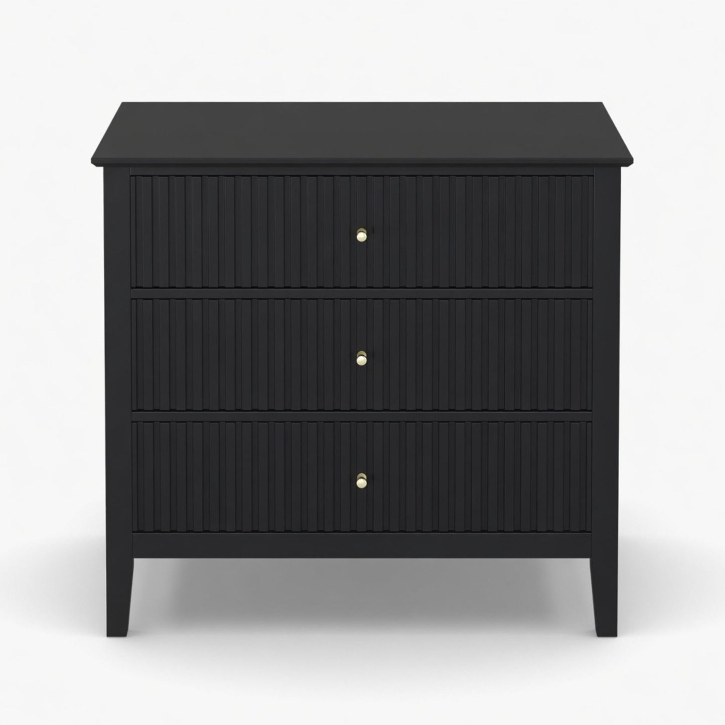 Fluted 3 Drawer Nightstand With Soft Close Slides