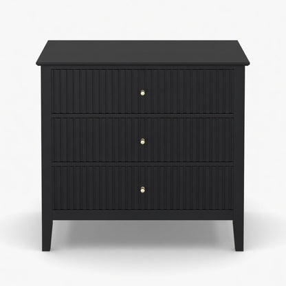 Fluted 3 Drawer Nightstand With Soft Close Slides