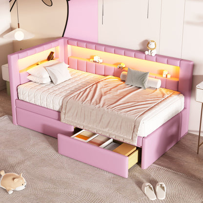 Upholstered Platform Bed With USB Ports And LED Belt - The Sleep Loft - Online Mattress Showroom NYC