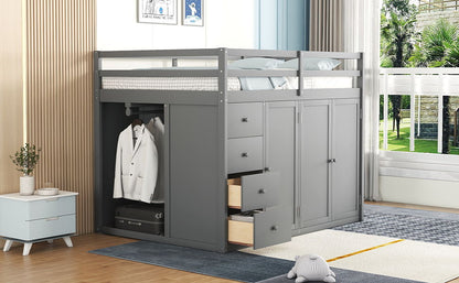 Loft Bed With Built In Wardrobes, Cabinets And Drawers - The Sleep Loft - Online Mattress Showroom NYC
