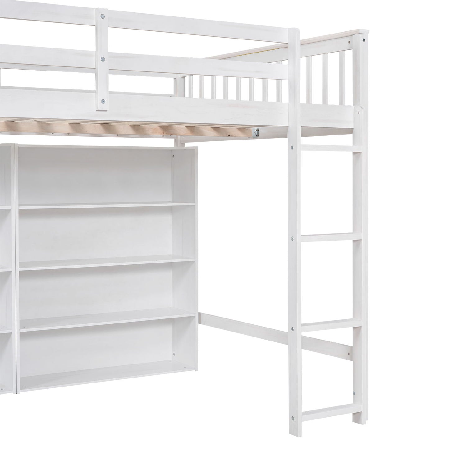 Loft Bed With 8 Open Storage Shelves And Built In Ladder - The Sleep Loft - Online Mattress Showroom NYC