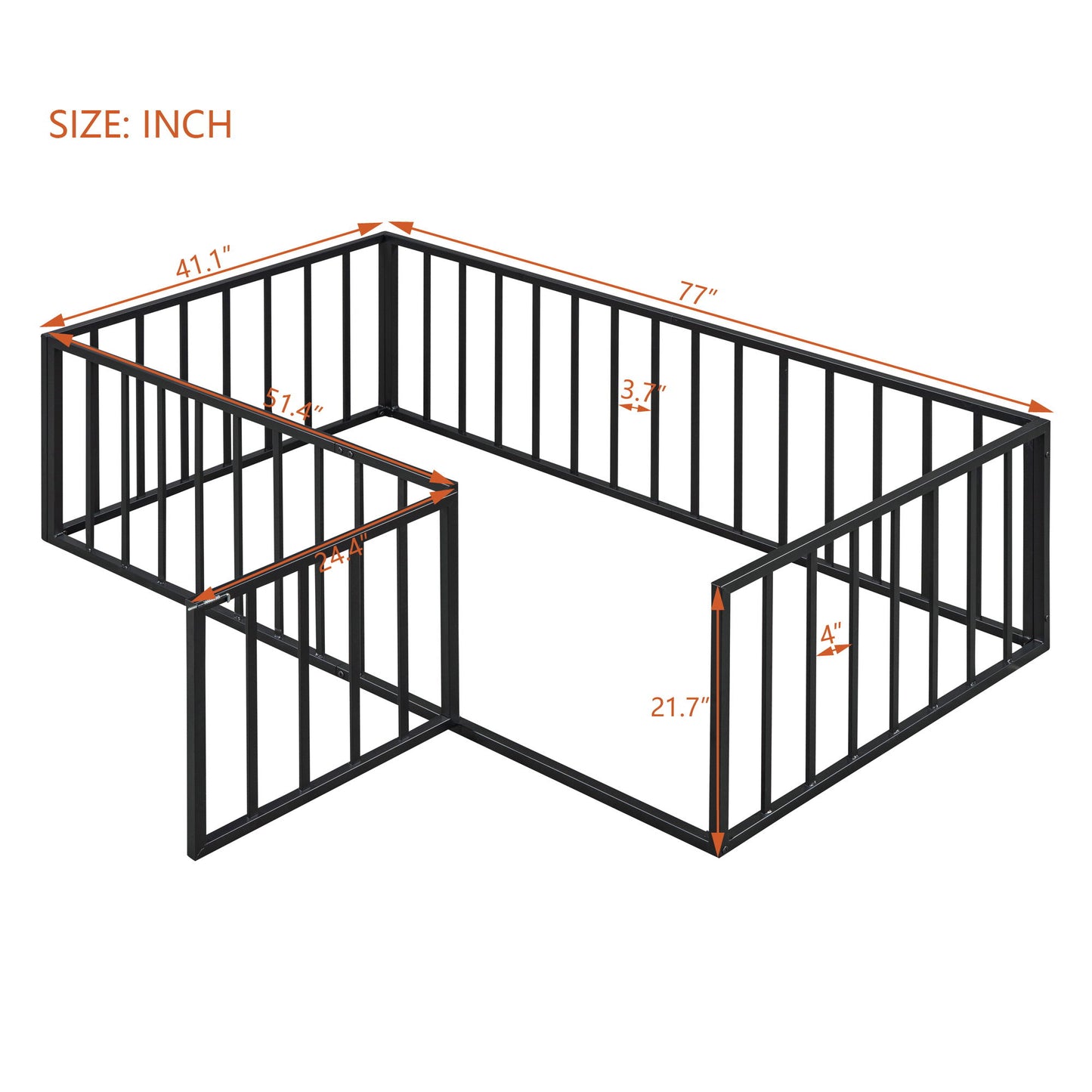 Metal Floor Bed Frame With Fence And Door - The Sleep Loft - Online Mattress Showroom NYC