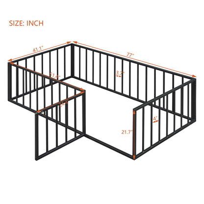 Metal Floor Bed Frame With Fence And Door - The Sleep Loft - Online Mattress Showroom NYC