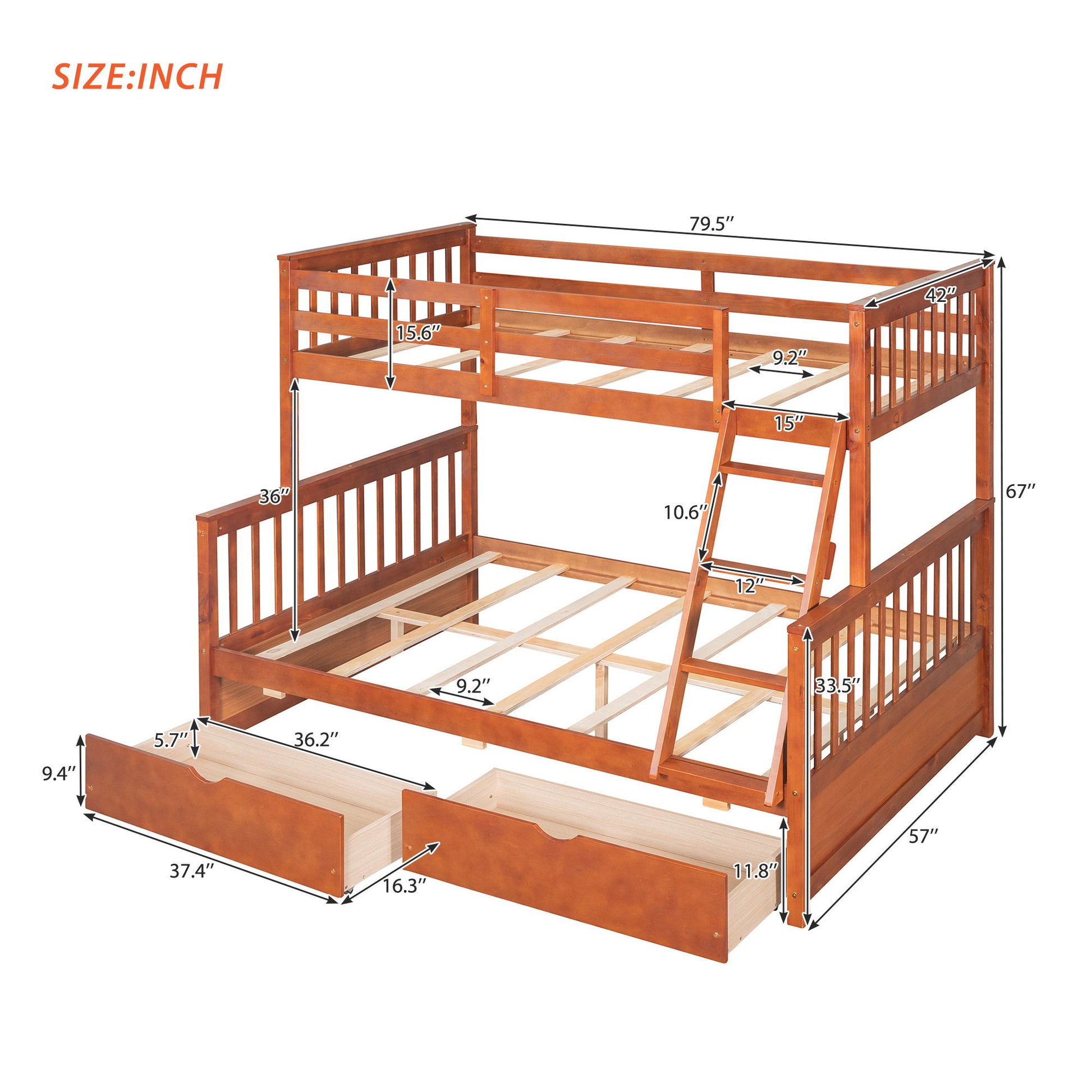 Bunk Bed With Ladders And 2 Storage Drawers - The Sleep Loft - Online Mattress Showroom NYC