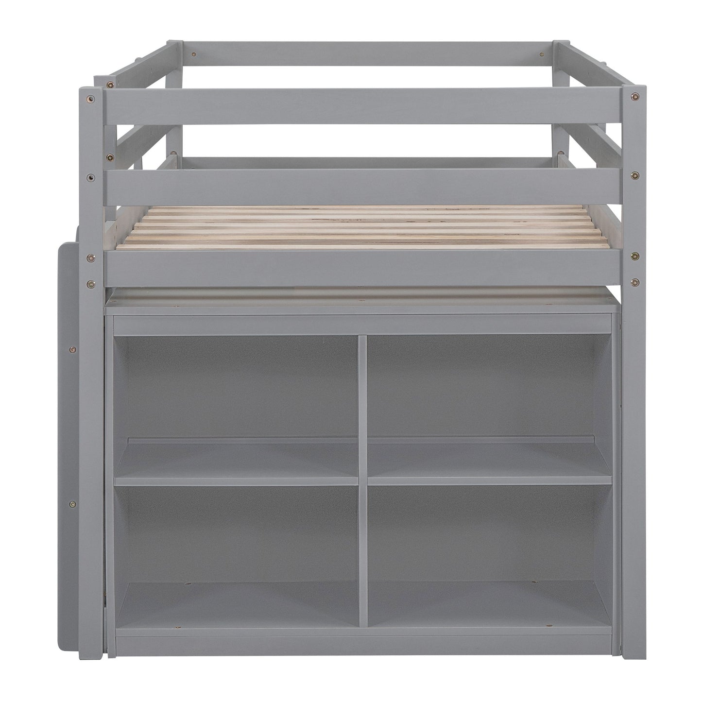 Loft Bed With Retractable Writing Desk And 4 Drawers, With Lateral Portable Desk And Shelves - The Sleep Loft - Online Mattress Showroom NYC