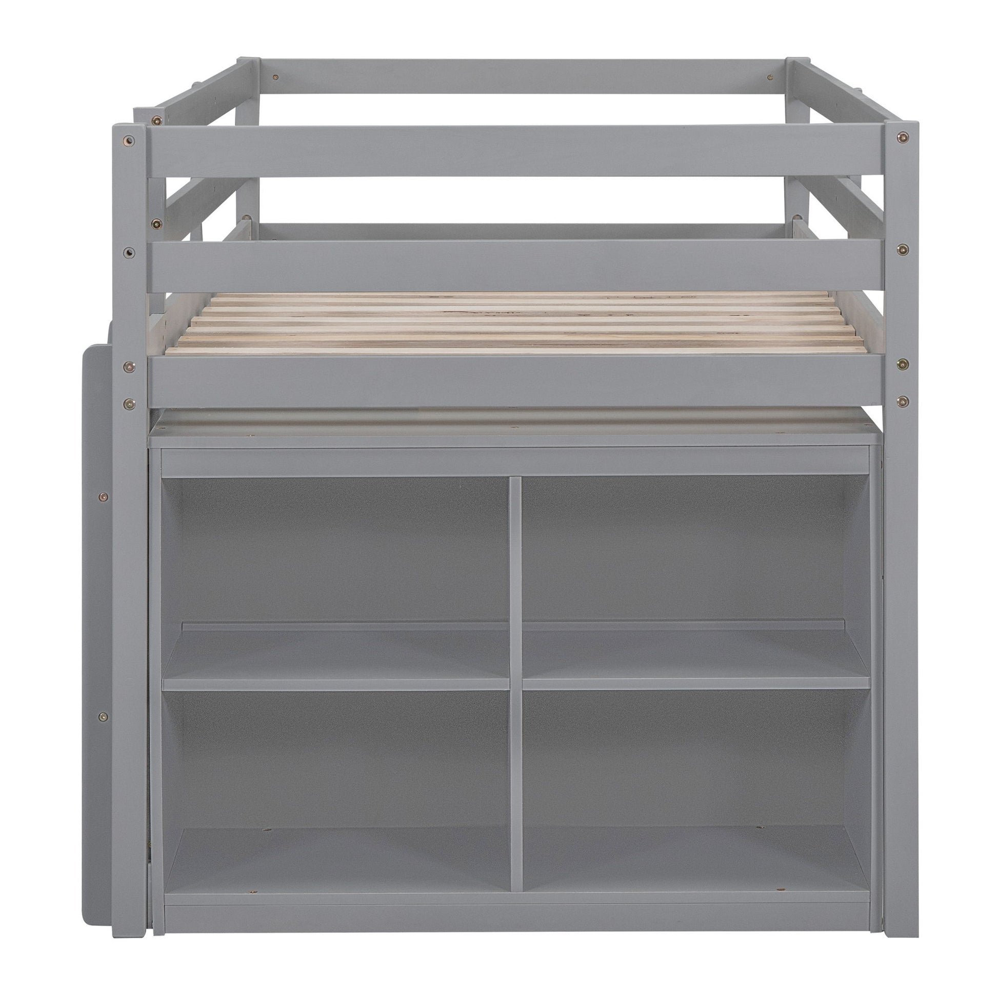 Loft Bed With Retractable Writing Desk And 4 Drawers, With Lateral Portable Desk And Shelves - The Sleep Loft - Online Mattress Showroom NYC