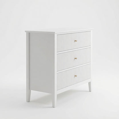 3 Drawer Nightstand, Wide With Soft Close Slides - White