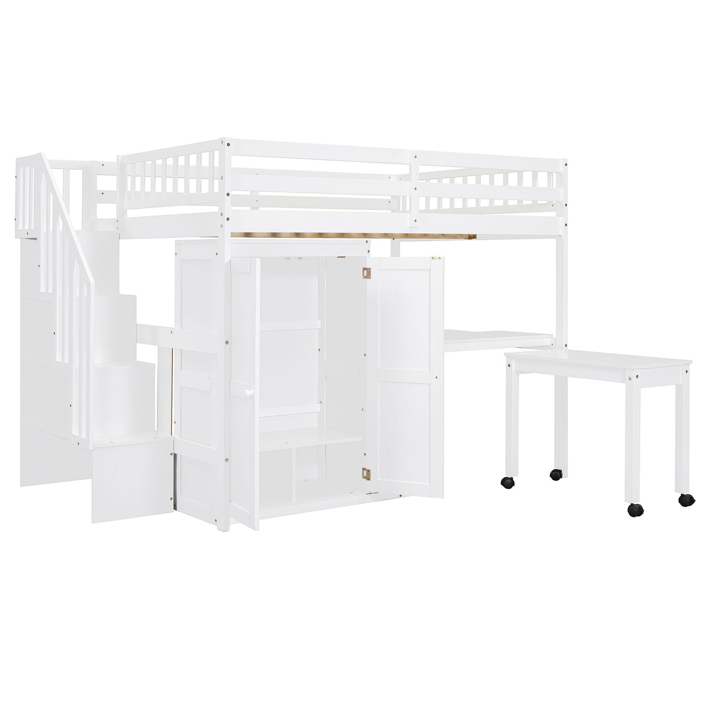 Loft Bed With Stairs, Bookshelf, Drawers, Desk & Wardrobe, Space Saving Multifunctional Furniture - The Sleep Loft - Online Mattress Showroom NYC