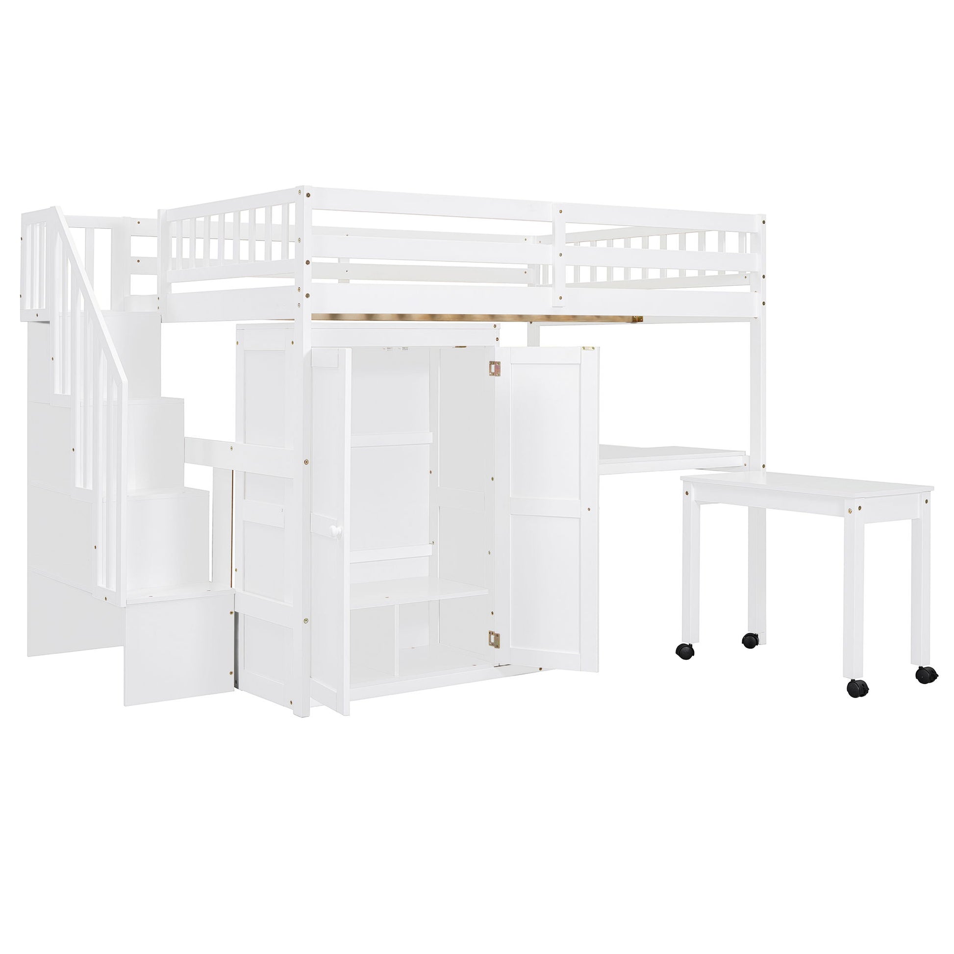 Loft Bed With Stairs, Bookshelf, Drawers, Desk & Wardrobe, Space Saving Multifunctional Furniture - The Sleep Loft - Online Mattress Showroom NYC