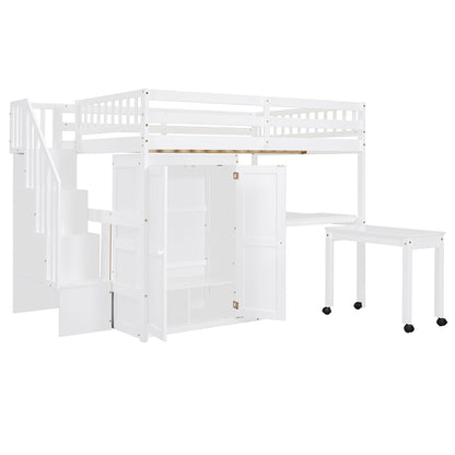 Loft Bed With Stairs, Bookshelf, Drawers, Desk & Wardrobe, Space Saving Multifunctional Furniture - The Sleep Loft - Online Mattress Showroom NYC