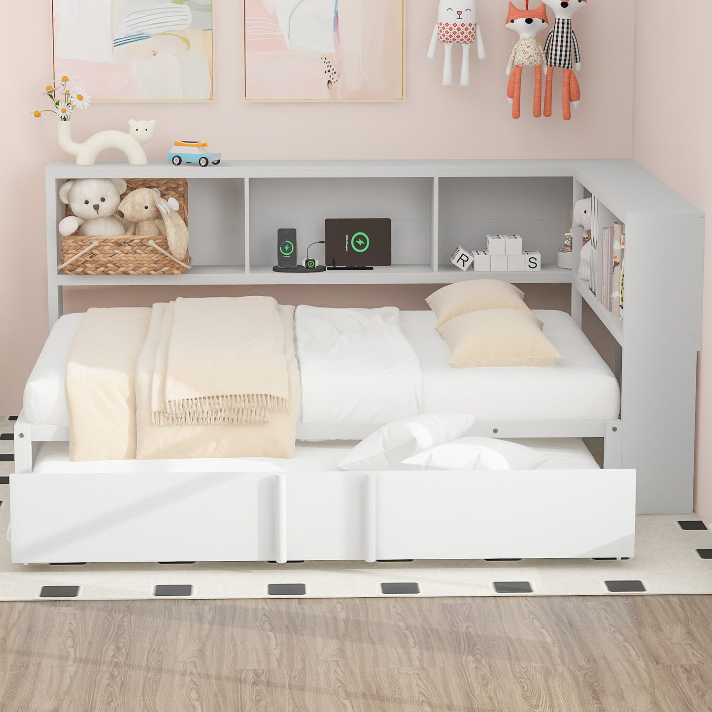 Daybed With Trundle, Storage Cabinets And USB Ports - The Sleep Loft - Online Mattress Showroom NYC