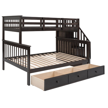 Stairway Bunk Bed With Storage And Guard Rail For Bedroom - The Sleep Loft - Online Mattress Showroom NYC