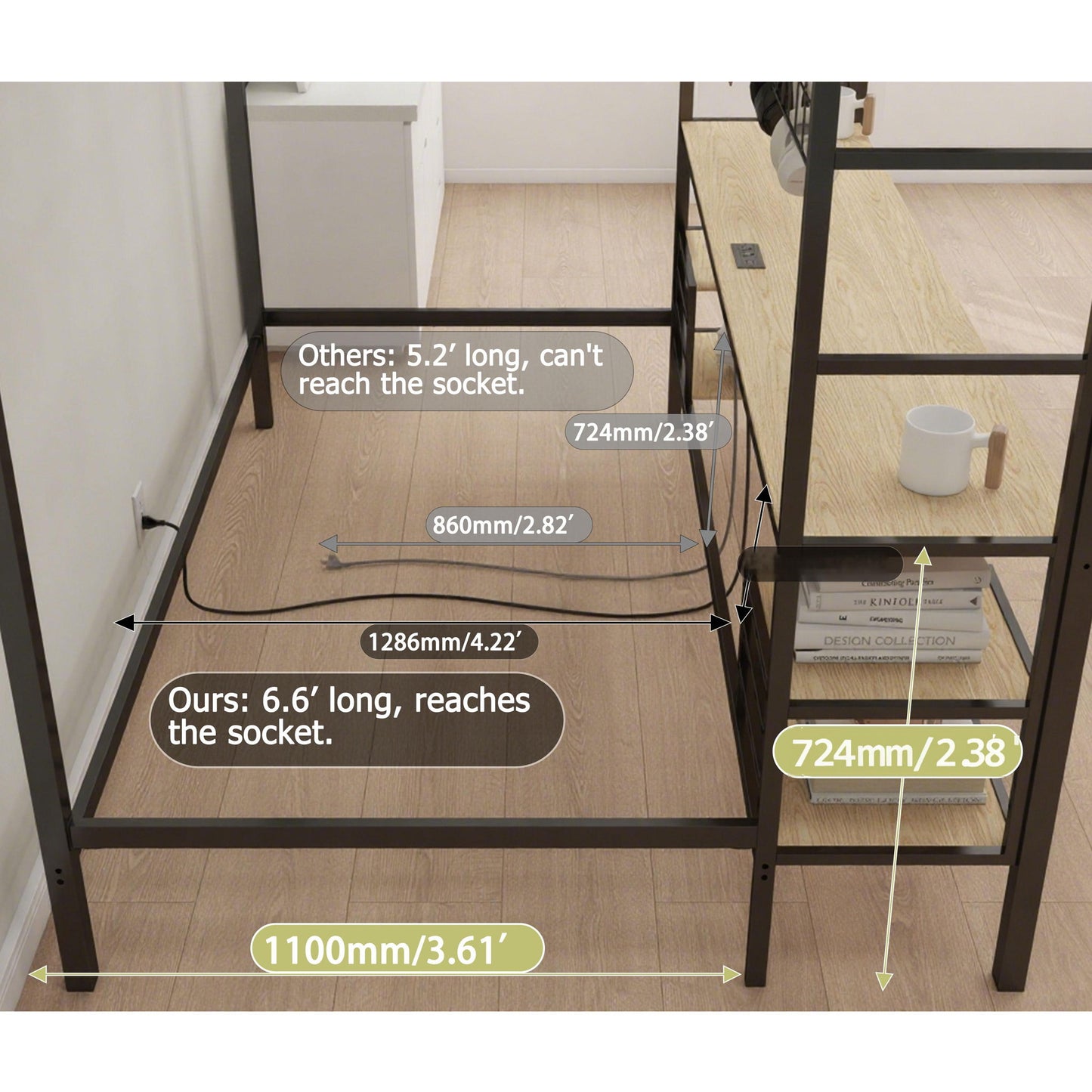 Ethan - Bunk Bed With Desk, Charging Station, Storage Shelves - The Sleep Loft - Online Mattress Showroom NYC
