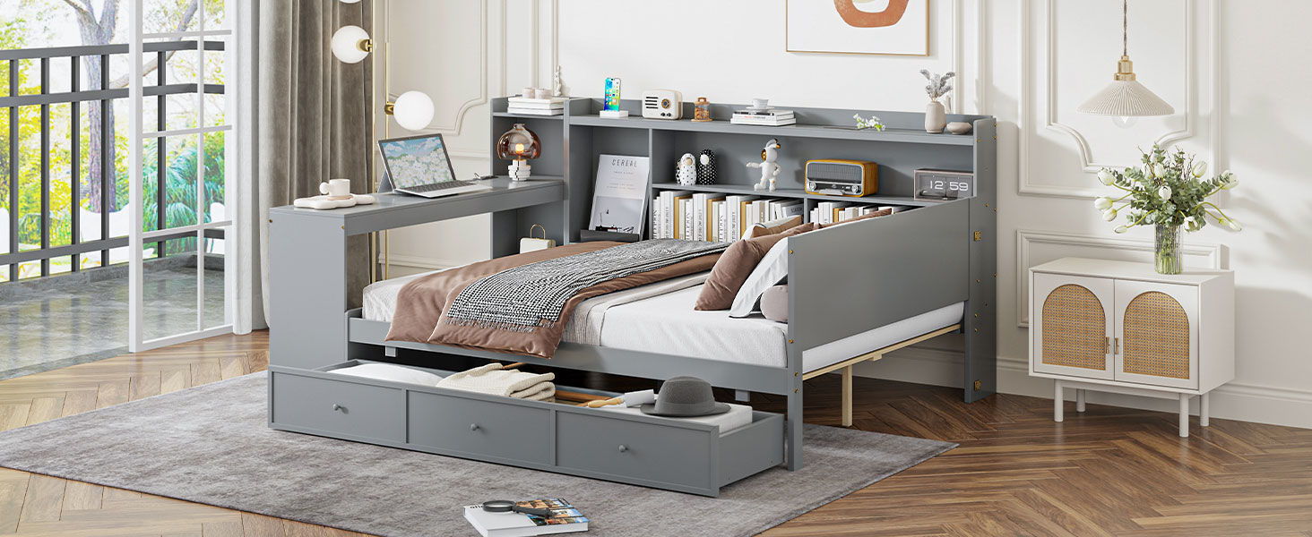 Daybed With 3 Drawers USB Ports And Desk - The Sleep Loft - Online Mattress Showroom NYC