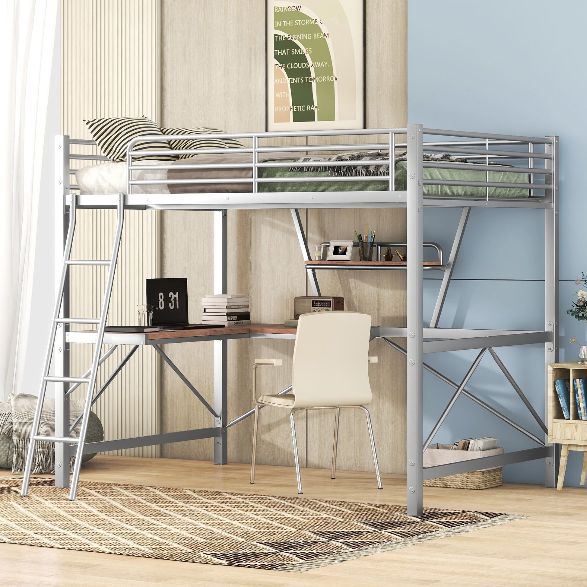 Loft Bed With Desk And Shelf, Modern Design - The Sleep Loft - Online Mattress Showroom NYC