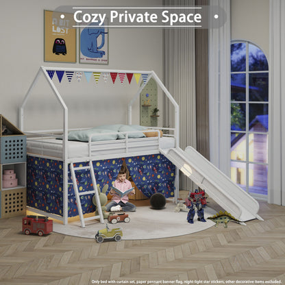 Jack - House Loft Bed With Slide And Curtain Set - The Sleep Loft - Online Mattress Showroom NYC