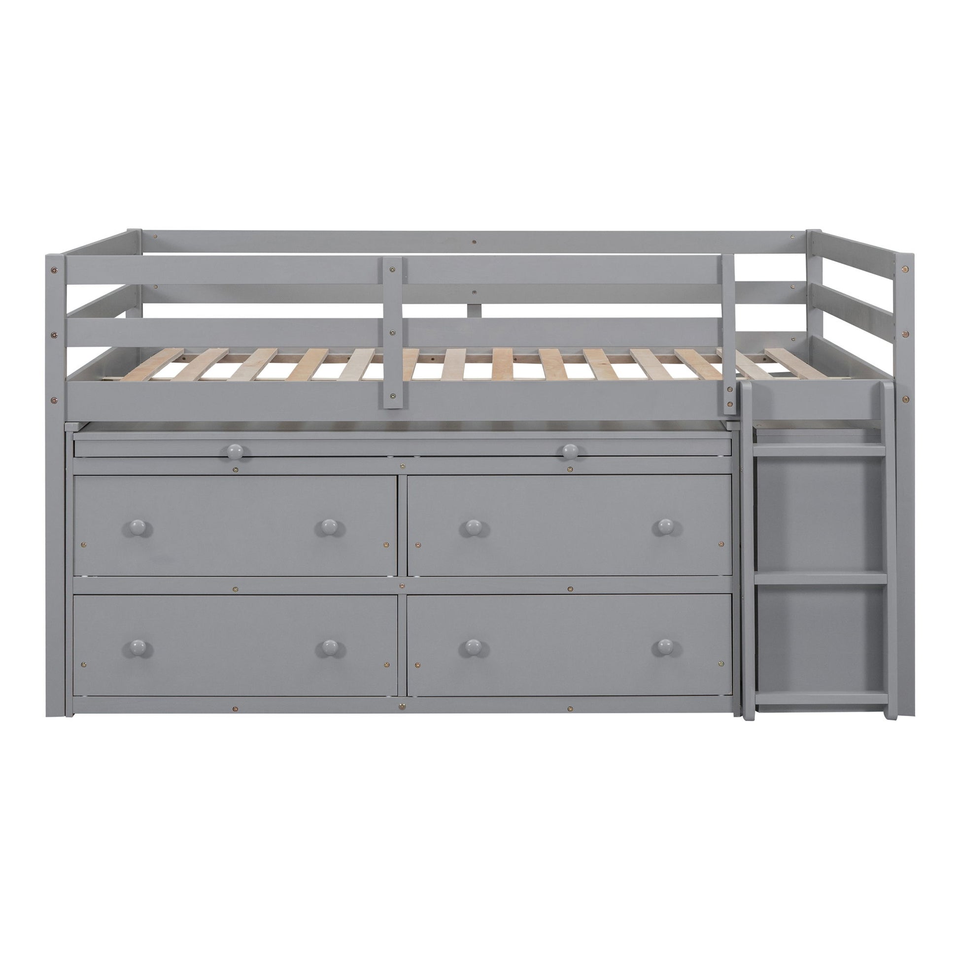 Loft Bed With Retractable Writing Desk And 4 Drawers, With Lateral Portable Desk And Shelves - The Sleep Loft - Online Mattress Showroom NYC