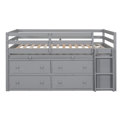 Loft Bed With Retractable Writing Desk And 4 Drawers, With Lateral Portable Desk And Shelves - The Sleep Loft - Online Mattress Showroom NYC