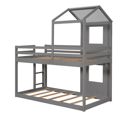 Bunk Bed Wood Bed & Roof, Window, Guardrail, Ladder - The Sleep Loft - Online Mattress Showroom NYC