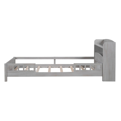Wood Platform Bed With Built In LED Light, Storage Headboard And Guardrail - The Sleep Loft - Online Mattress Showroom NYC