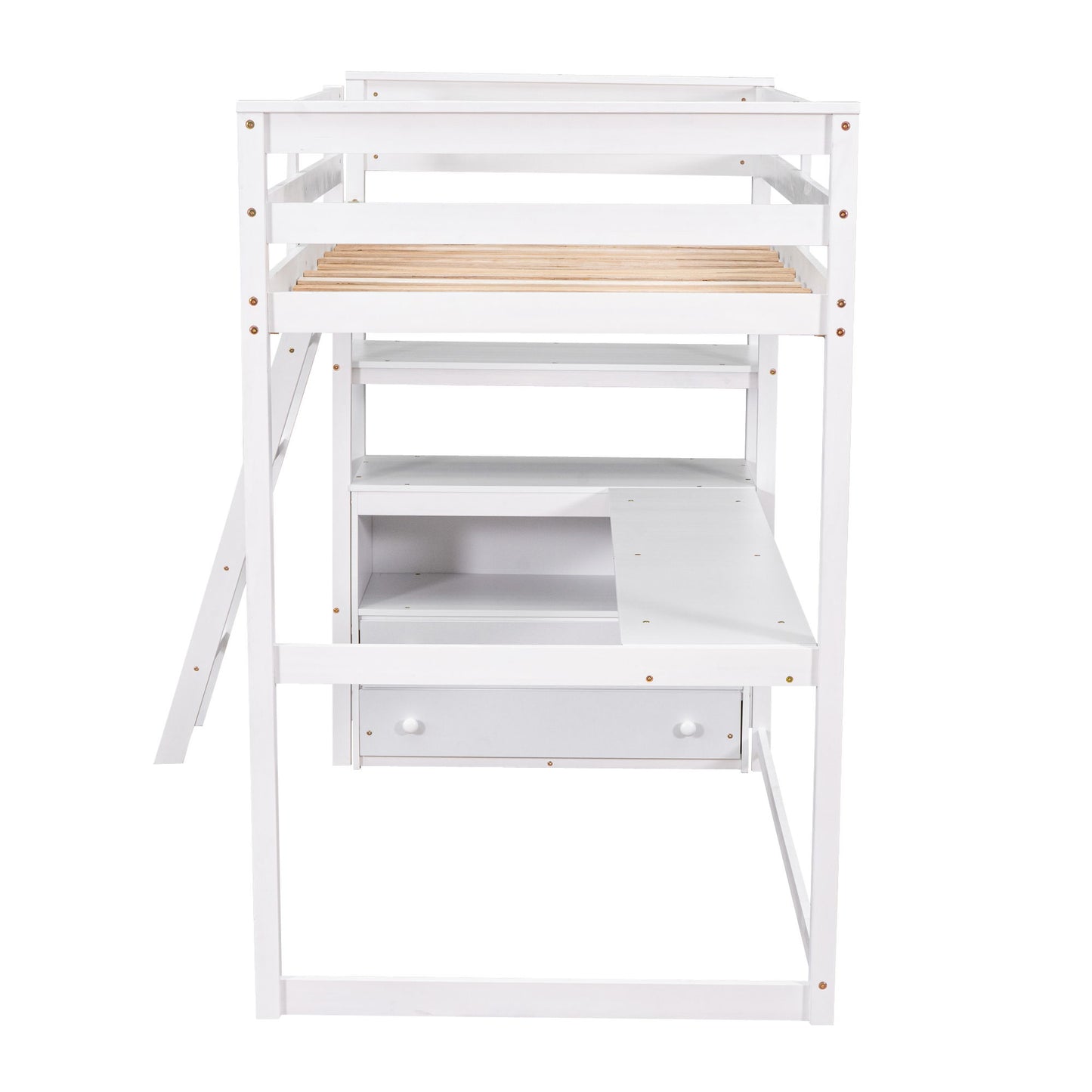 Modern Loft Bed With Built In Desk, Shelves, And 2 Drawers - The Sleep Loft - Online Mattress Showroom NYC