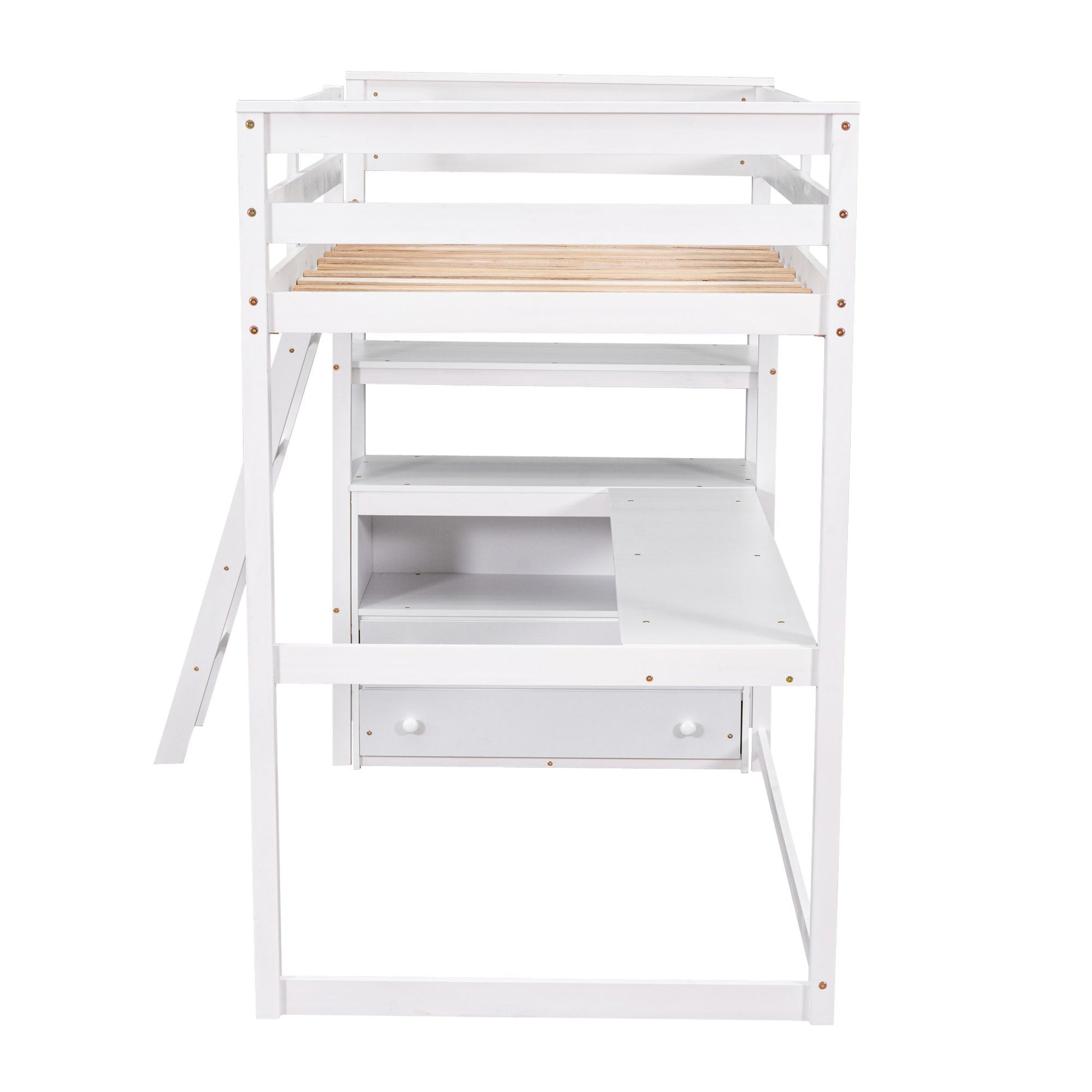 Modern Loft Bed With Built In Desk, Shelves, And 2 Drawers - The Sleep Loft - Online Mattress Showroom NYC