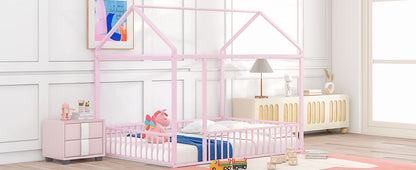 Metal Bed House Bed Frame With Fence - The Sleep Loft - Online Mattress Showroom NYC