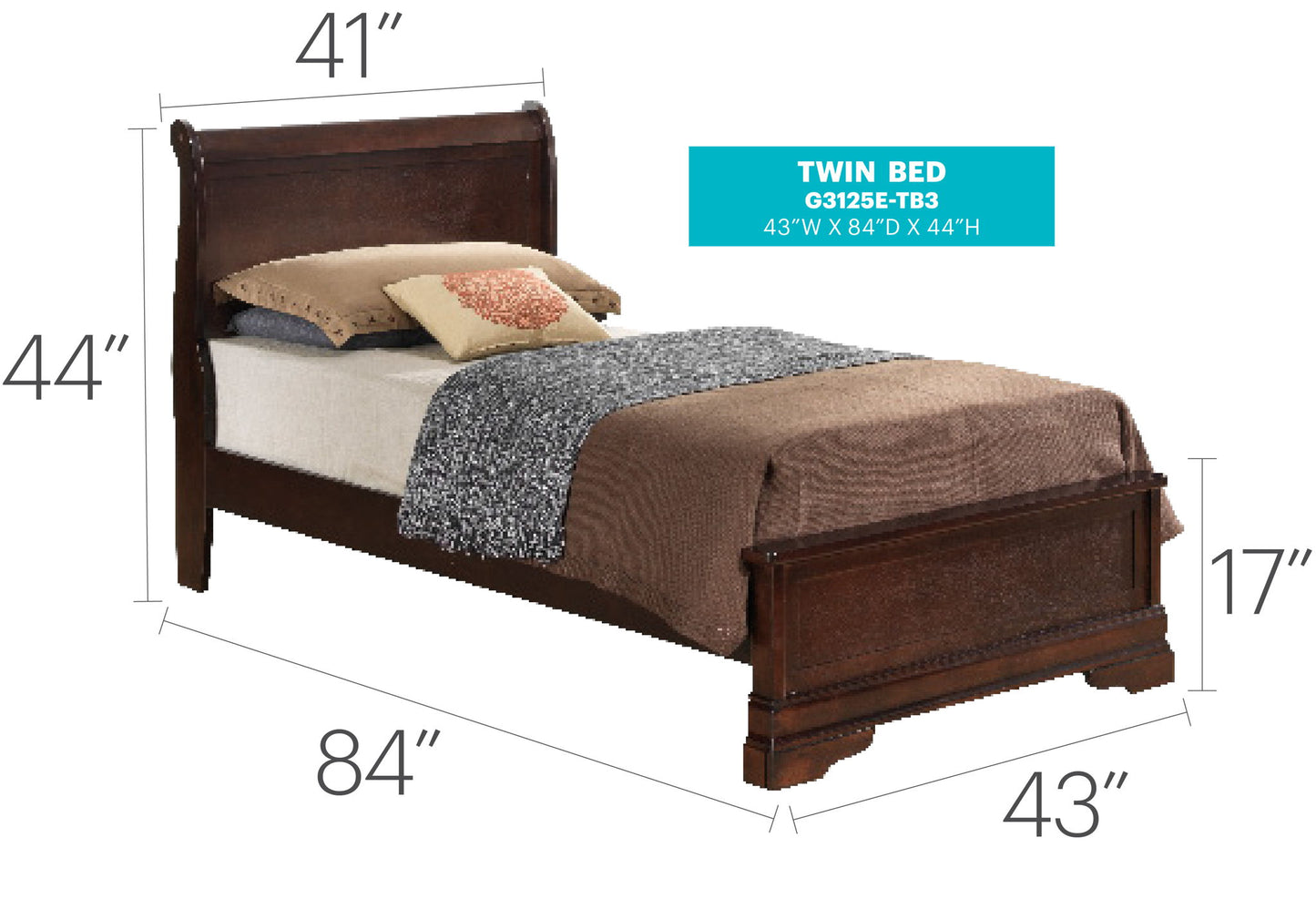 Louis Phillipe - Twin Bed - Cappuccino - The Sleep Loft - Online Mattress Showroom NYC