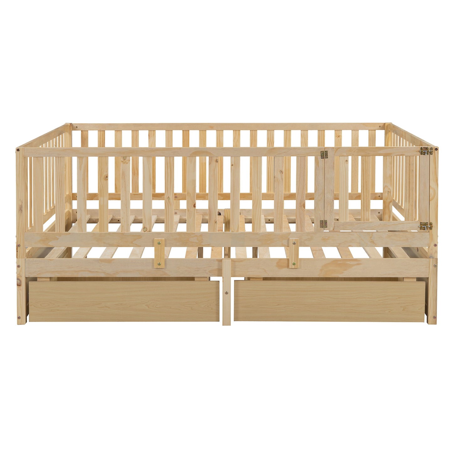 Daybed With Fence Guardrails And 2 Drawers, Split Into Independent Floor Bed & Daybed - The Sleep Loft - Online Mattress Showroom NYC